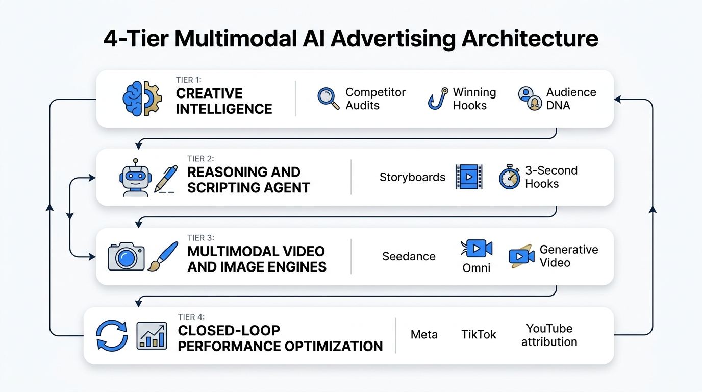 4-Tier Multimodal AI Advertising Architecture
